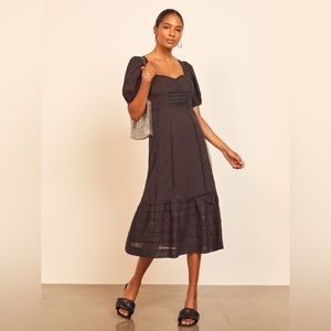 Reformation Norwich Organic Cotton Dress, Black Size 6 New w/Tag Retail $278